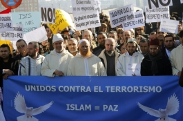 Ayaan makes the predictable statement that Muslims need to "speak out" or face labels from society. Muslims speak out but it makes no difference, like this demonstration in Spain against Terror.